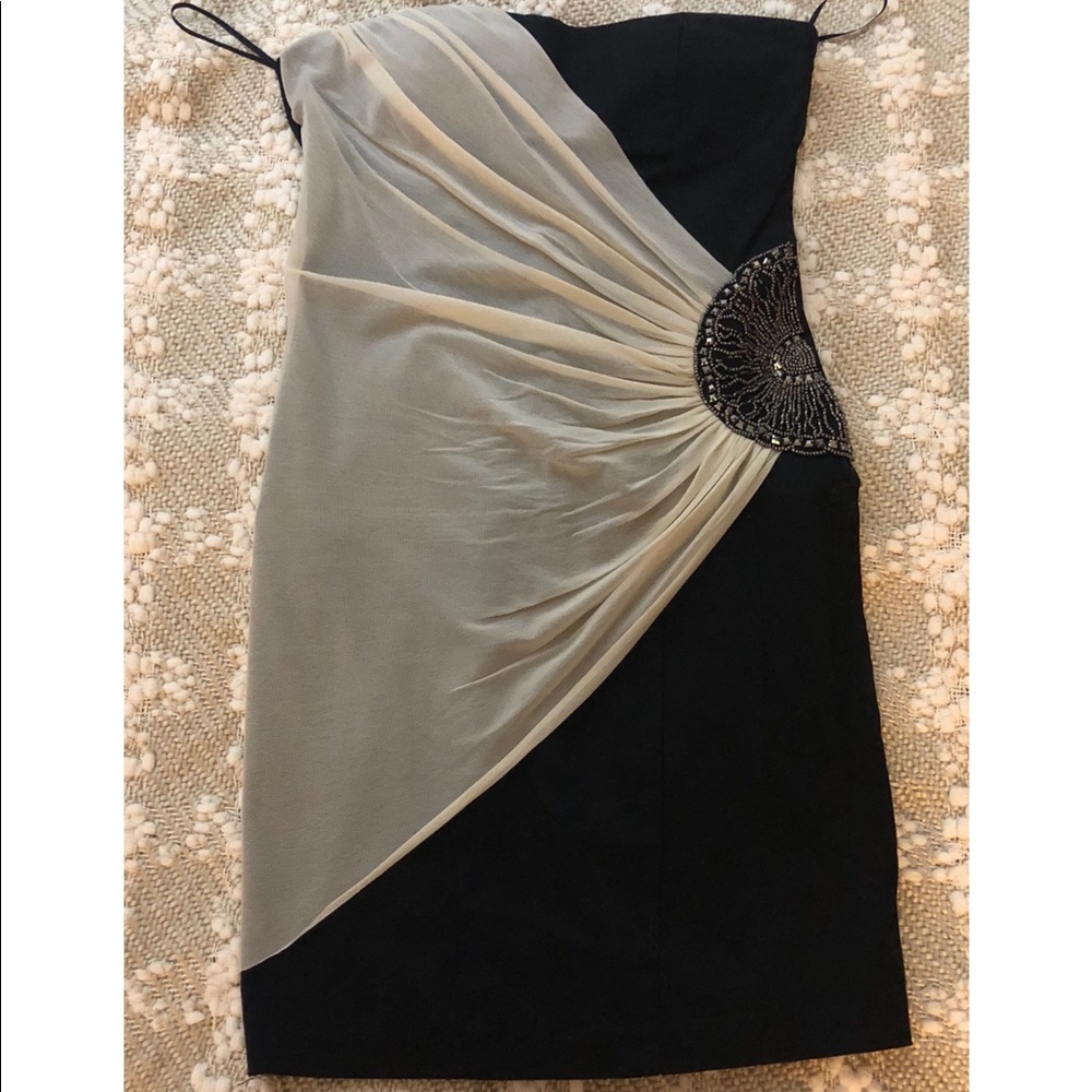 ASOS Black Dress Drapery Bead Embroidery
